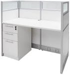 48&quotW White Laminate Washable Cubicles - 48&quotW x 24&quotD x 48&quotH Starter Cubicle