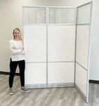 7'H Tall White Laminate Office Panels w/Glass Window - 24&quotW x 7'H - See Other Sizes
