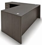 Charcoal L-Shaped Rectangular Managers Desk w/6 Drawers