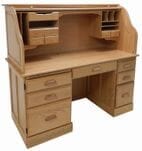 60&quotW Solid Oak Rolltop Computer Desk in Sand Finish - IN STOCK! Made in USA