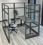 6' x 6' x 7'H Clear Glass Modular Office w/ Black Frame - Starter Cubicle