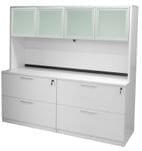 White Lateral File Credenza w/Hutch