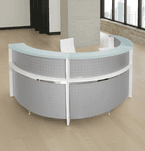 White 180° Half  Round Curved Glass Top Reception Desk