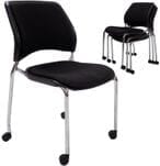 300 lb. Capacity Black Padded Mobile Stacking Guest Chair
