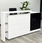 79&quotW Black and White High Gloss Reception Desk
