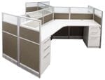 48&quotH Value Series Taupe Fabric 3-Person Cubicle - 131" x 114" Starter Workstation  