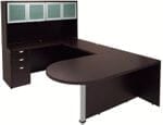 Mocha Peninsula U-Shaped Workstation w/Hutch