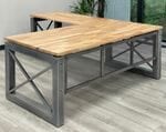 Xdustrial Series 71&quotW x 84&quotD Solid Hardwood and Raw Frame L-Shaped Desk