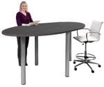 Oval Standing Height Conference Tables in 5 Colors - 8' Length- See Other Sizes