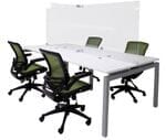 4-Person Benching Workstation with 32&quotH Clear Dividers - 48&quotx24" Worksurfaces