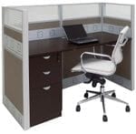 60&quotW Premium Office Cubicle Series - 60&quotW x 24&quotD x 48&quotH Starter Cubicle w/File