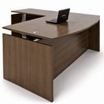71&quot x 89&quot Enclosed Fully Height Adjustable Bow Front L-Shaped Desk - Other Sizes Available