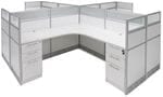 12'W x 12'D x 48&quotH White Laminate Washable Complete 4-Person Cluster Office Cubicle - Starter Unit
