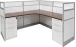 72" x 72" x 48&quotH White Laminate Washable Complete L-Shaped Office Cubicle w/Files - Starter Unit 