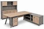 8'W Desert Oak & Smoked Timber 5-Piece Desk Package