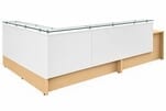 Emerge Glass Top Wrap Around Two-Person L-Shaped Lobby Desk with ADA Surface