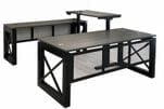 Xdustrial  Series 71&quotW x 107&quotD Executive Black Metal Frame U-Shaped Desk w/ Electric Lift Bridge