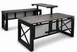 Xdustrial  Series 71&quotW x 107&quotD Executive Black Metal Frame U-Shaped Desk w/ Electric Lift Bridge