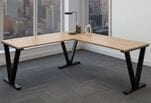 71&quot Beaumont Steel V-Leg Rectangular Executive Front L-Shaped Desk