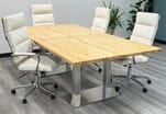  8' x 4' Modular Solid Wood Conference Table w/ Steel Dual Column Bases - See Add-On Sections Below