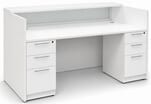 71&quotW Rectangular White Reception Desk w/Frosted Glass Panel