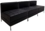 Black Tufted Modular 3-Seat Armless Sofa