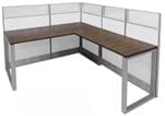 48&quotH TrendSpaces White Laminate L-Shaped Washable Cubicle w/Glass