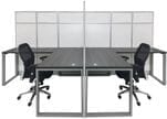67&quotH TrendSpaces White Laminate 2-Person L-Shaped Washable Cubicle w/Glass