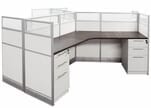48&quotH White Laminate 3-Person Cubicle - 131&quot x 114&quot Starter Workstation 