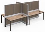 4-Person Premium Series Open Ended Cubicle with Desert Oak Desks - 12' x 6'