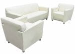 3-Piece Ivory Leather Reception Sofa Set
