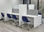 12' x 4' White 8-Person Cluster Workstation with Mobile Dividers and Tackable Privacy Panels