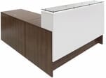 Emerge Glass Top L-Shaped Reception Desk w/Drawers & LED Light - 66&quotW x 79&quotD