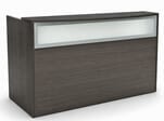 Rectangular Charcoal Woodgrain Reception Desk w/Frosted Glass Panel