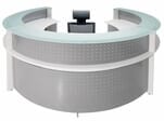 White Semi-Circular Glass Top Reception Desk