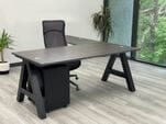 A Frame 66&quotW x 77&quotD Managers Office L-Desk, File & Chair - Furniture Set