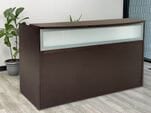 Mocha Rectangular Reception Desk w/Frosted Glass Panel