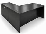 Black L-Shaped Rectangular Executive Desk w/6 Drawers