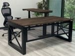 Xdustrial Series 71&quotW x 84&quotD Solid Hardwood Black Metal Frame L-Shaped Desk w/Electric Lift Return