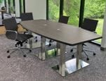 8' x 4' Boat Shape Conference Table with Chrome Steel Bases - Other Sizes Available
