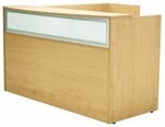 Maple L-Shaped Reception Desk w/Frosted Glass Panel