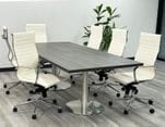8'x4' Charcoal Rectangular Conference Table w/Ivory Modern Classic Leather Chairs