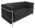 Modern Classic Leather Loveseat in Black or White