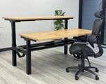 Solid Wood 2 Person Electric Lift Benching Desk - 48" x 24" Worksurfaces