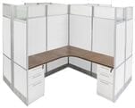 12'W x 12'D x 7'H White Laminate Washable Complete 4-Person Cluster Office Cubicle - Starter Unit