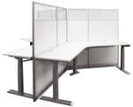67&quotH White Laminate 3-Person Height Adjustable Cubicle Workstation