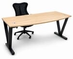 71&quot x 35&quot Beaumont Steel V-Leg Bow Front Desk