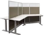 67&quotH Taupe Fabric Value Series 3-Person Height Adjustable Cubicle Workstation