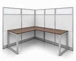 67&quotH TrendSpaces White Laminate L-Shaped Washable Cubicle w/Glass