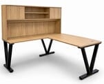 71&quot Beaumont Steel V-Leg Bow Front L-Shaped Desk w/Hutch